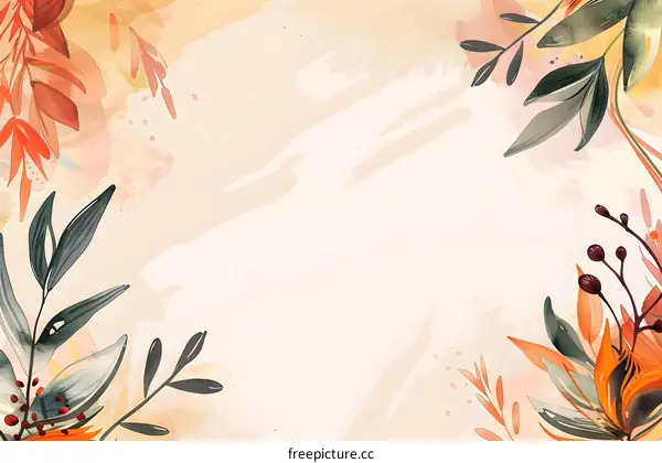 Watercolor Floral Border Illustration Background