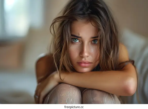 Portrait of a Young Woman with Blue Eyes