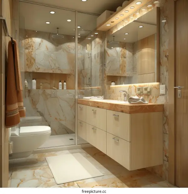 Modern Beige Bathroom Interior Design