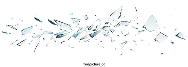 [Transparent Background PNG]Shattered Glass Pieces on White Background