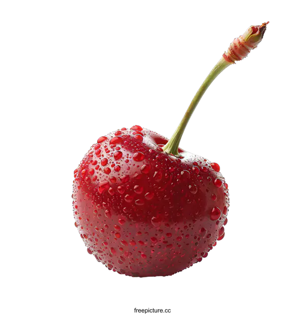 [Transparent Background PNG]Fresh Cherry with Water Droplets