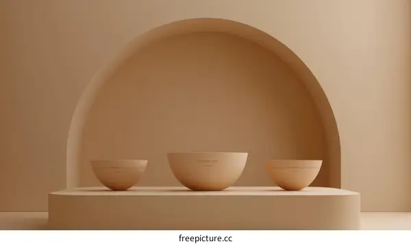 Beige Bowls on a Minimalist Display