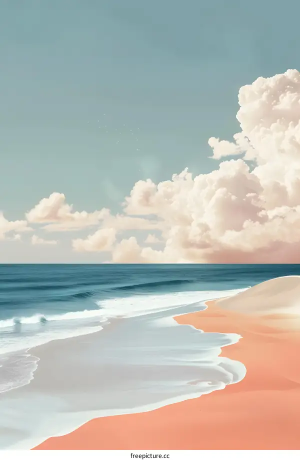 Beautiful Dreamy Beach Landscape With Clouds and Waves