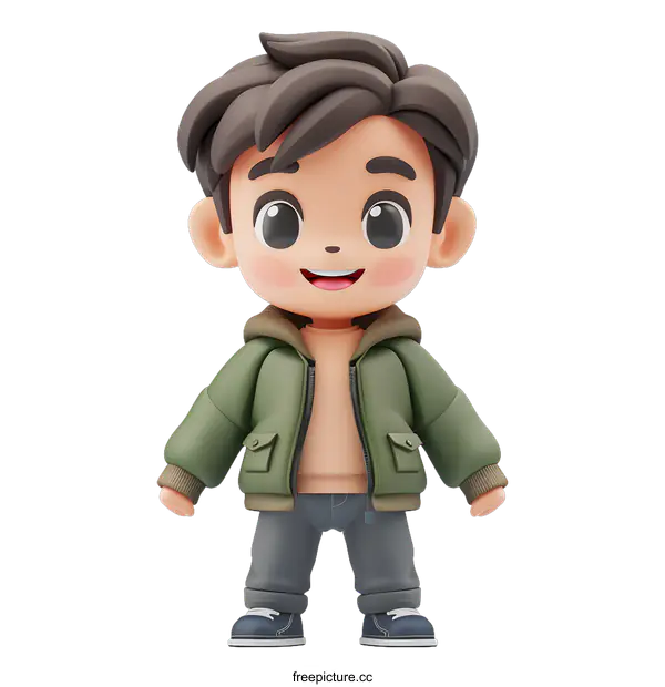 [Transparent Background PNG]3D rendering of a cute boy