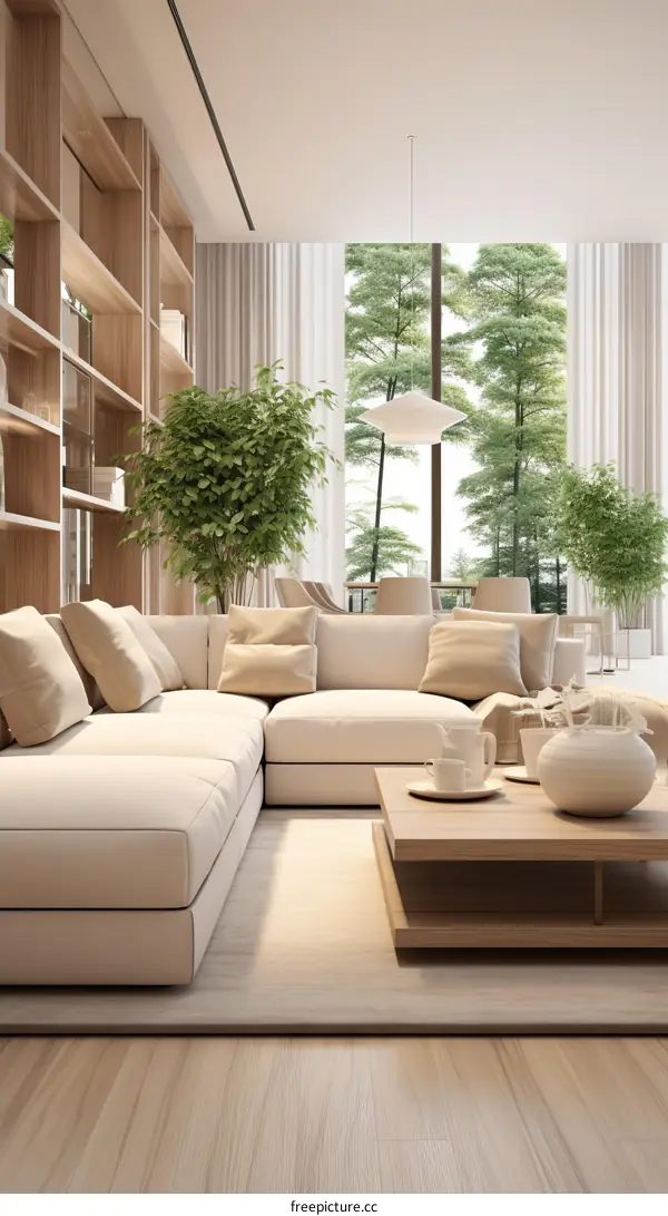 Bright and Airy Modern Living Room With Plants