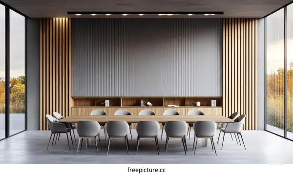 Modern Conference Room Design with Wooden Accents