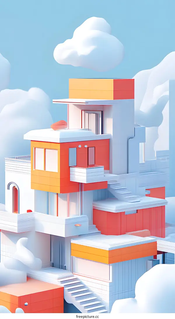 Abstract Modern House In The Clouds