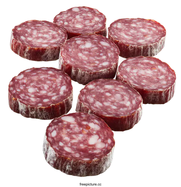 [Transparent Background PNG]Sliced Salami Delicacy Close Up