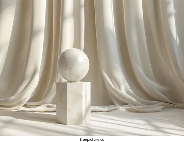 Minimalist Aesthetic Still Life with Marble and Curtains