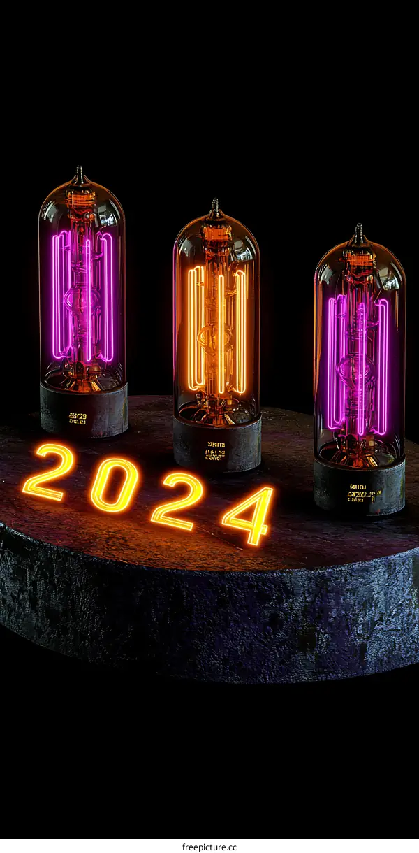 Neon 2024 New Year Retro Bulb Light