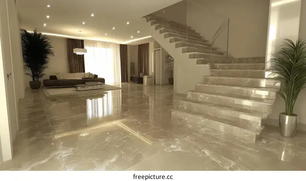 Modern Interior Design with Elegant Marble Staircase