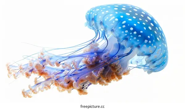 Blue Orange Jellyfish Tentacles Underwater