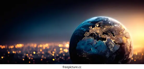 Earth Globe at Night with City Lights