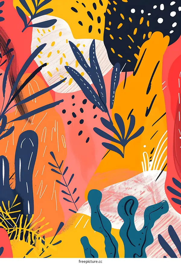 Abstract Floral Illustration With Colorful Pattern