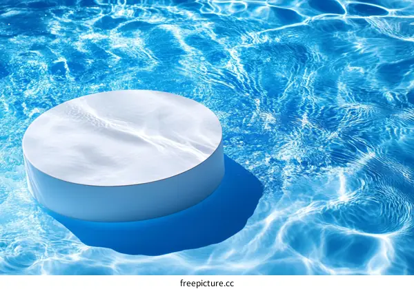 White Circle Display Platform in Blue Water