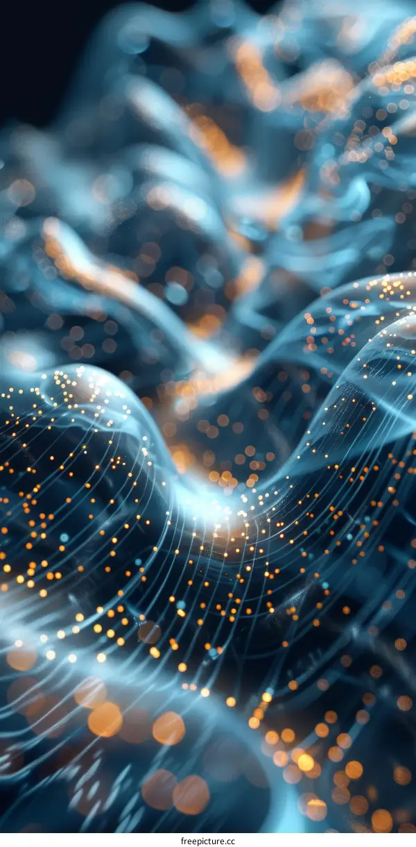 Blue and orange abstract background with flowing light