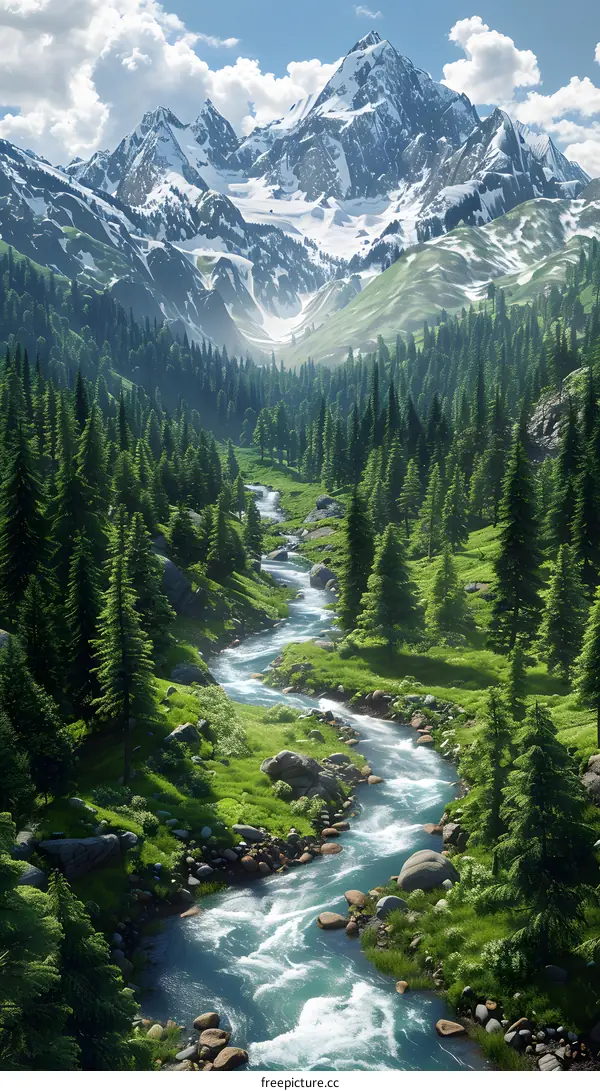Mountain River Landscape Scene
