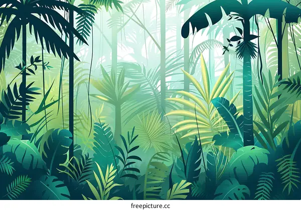 Green Tropical Rainforest Background Illustration