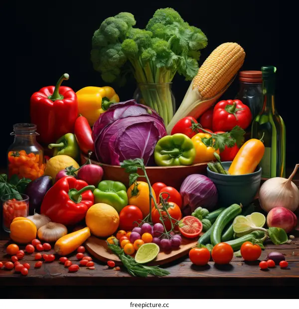 vibrant organic assortment of fresh vegetables and fruits