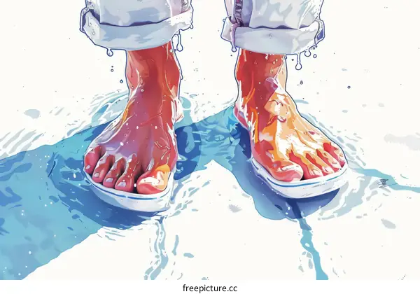 man stepping in water