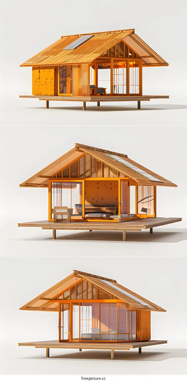 Wooden Model House on White Background