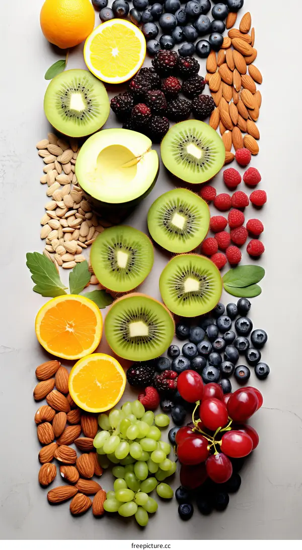 Healthy Food Still Life: Colorful Fruits and Vegetables