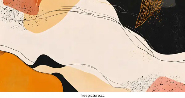 Abstract Art Background with Orange, Black and White Colors