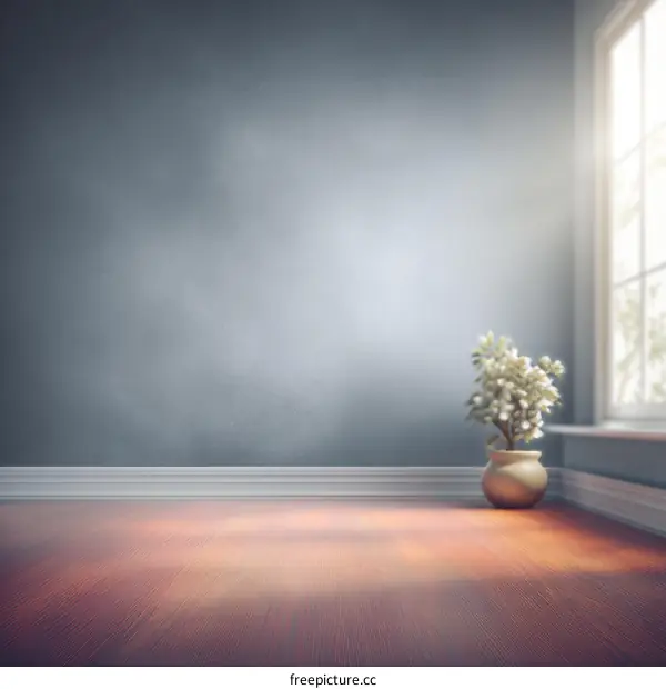 Empty Room Interior Design Template with Wooden Floor