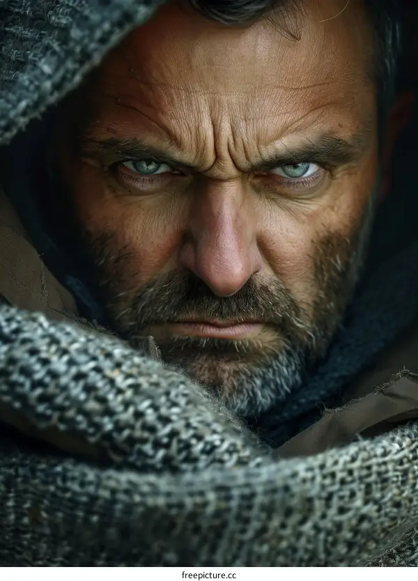 Close Up Portrait of a Serious Man