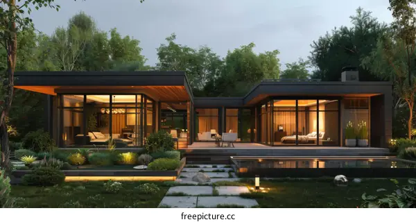 Modern Home Blending with Nature