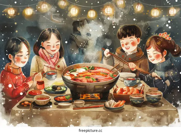 Snowy Winter Hot Pot Party