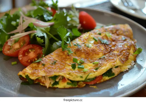 omelette with salad