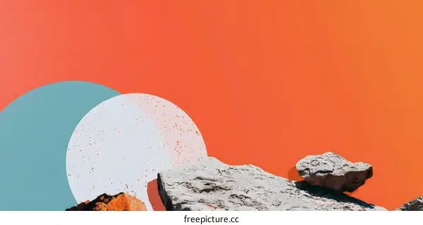 Abstract Art with Orange Background and Rocks