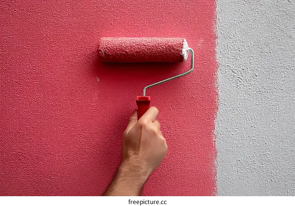 Painting Wall with Roller and Different Color
