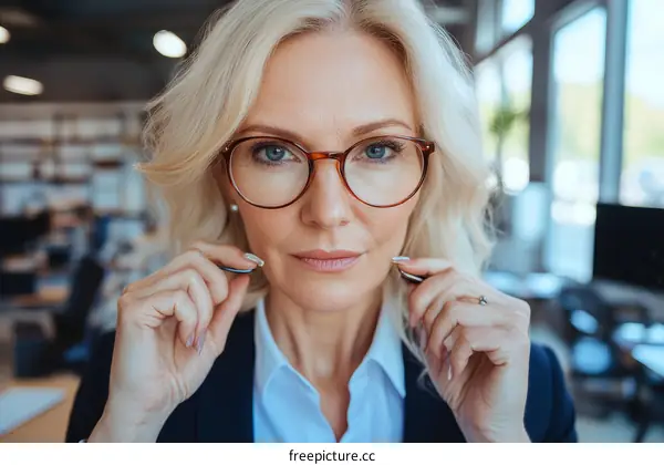 Business Woman Adjusting Her Collar