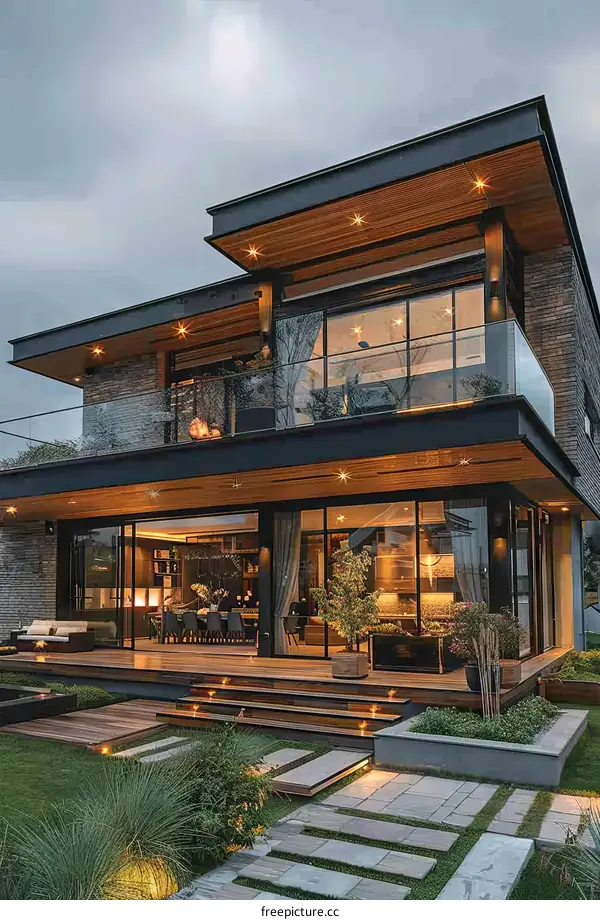 Modern House with Courtyard and Garden