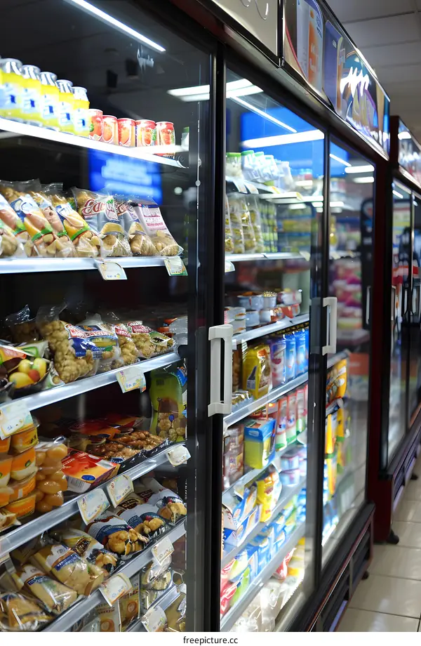 Refrigerated Food Display in Convenience Store