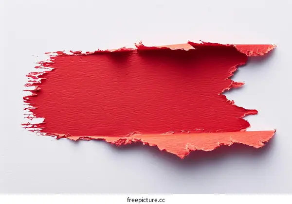 Red paint smear with torn paper edges