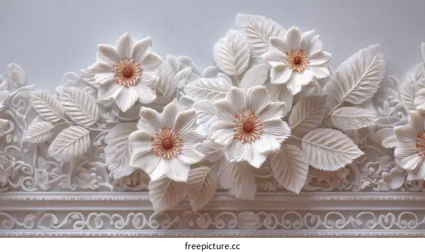 Ornate Floral Relief Wall Decor