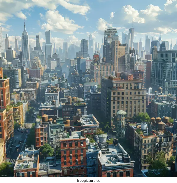 Urban Skyline Cityscape Illustrative View