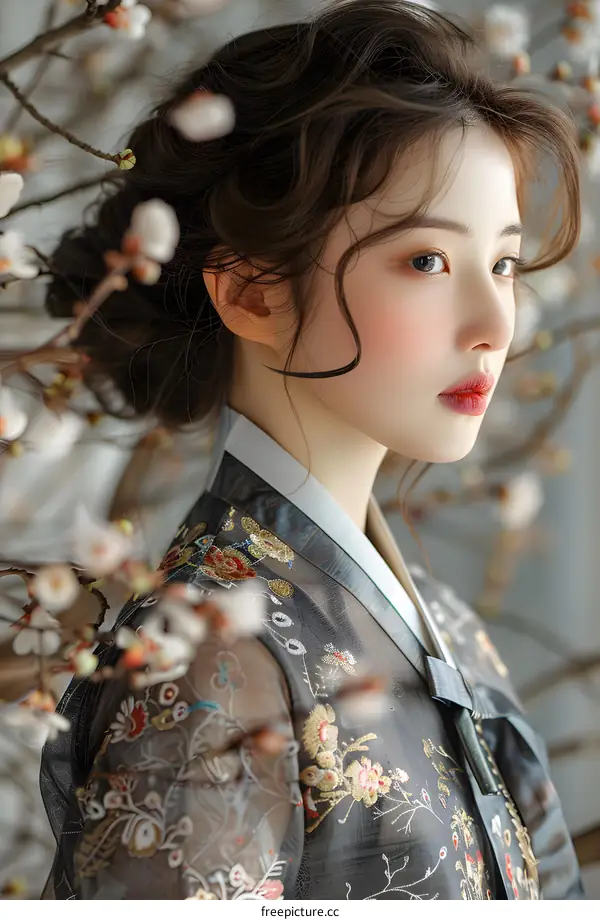 Portrait of a young woman in a hanbok