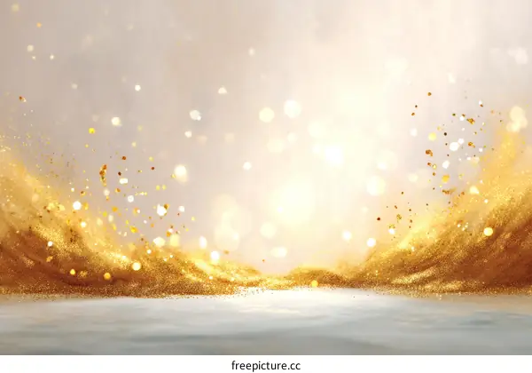 Golden Glitter Background with Abstract Waves