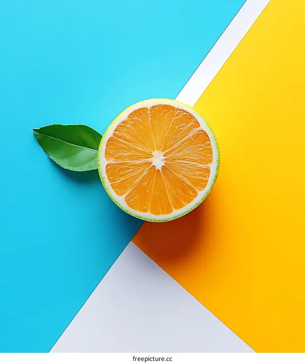 Orange Slice on Colorful Background