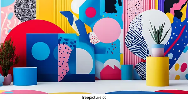 Abstract Geometric Shapes With Bright Colors