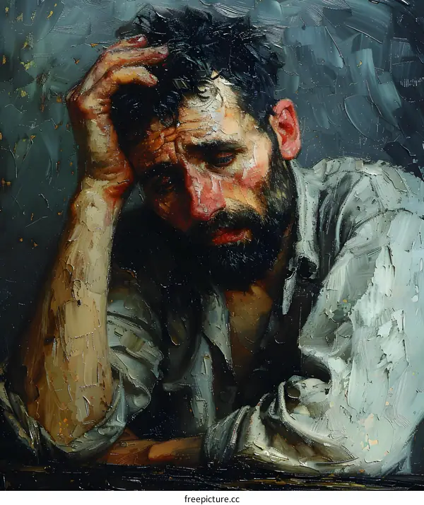 Portrait of a man with dark hair and beard wearing a white shirt