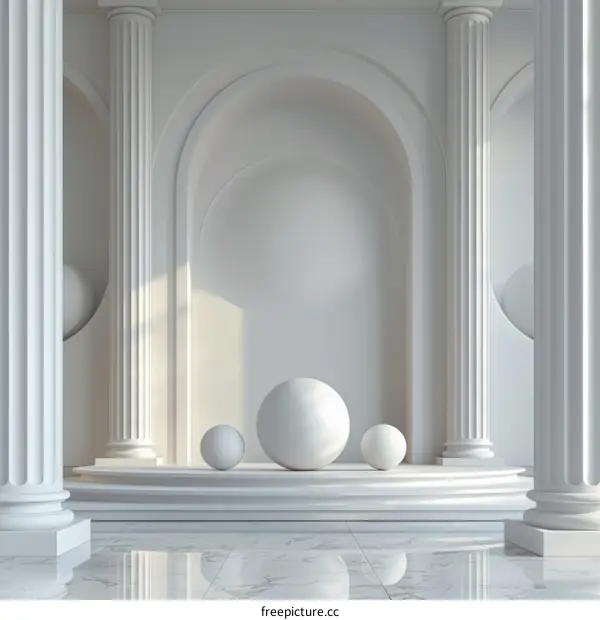 Elegant White Architectural Interior Design Illustration