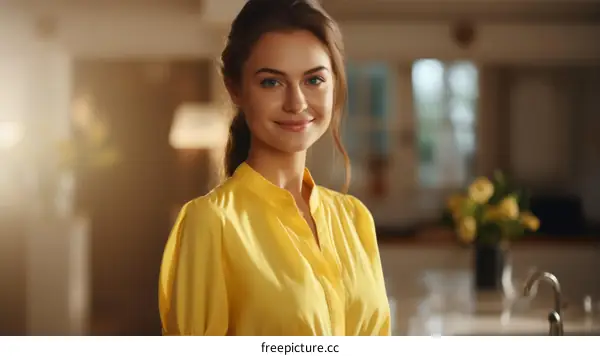 Smiling Woman in Yellow Blouse Portrait