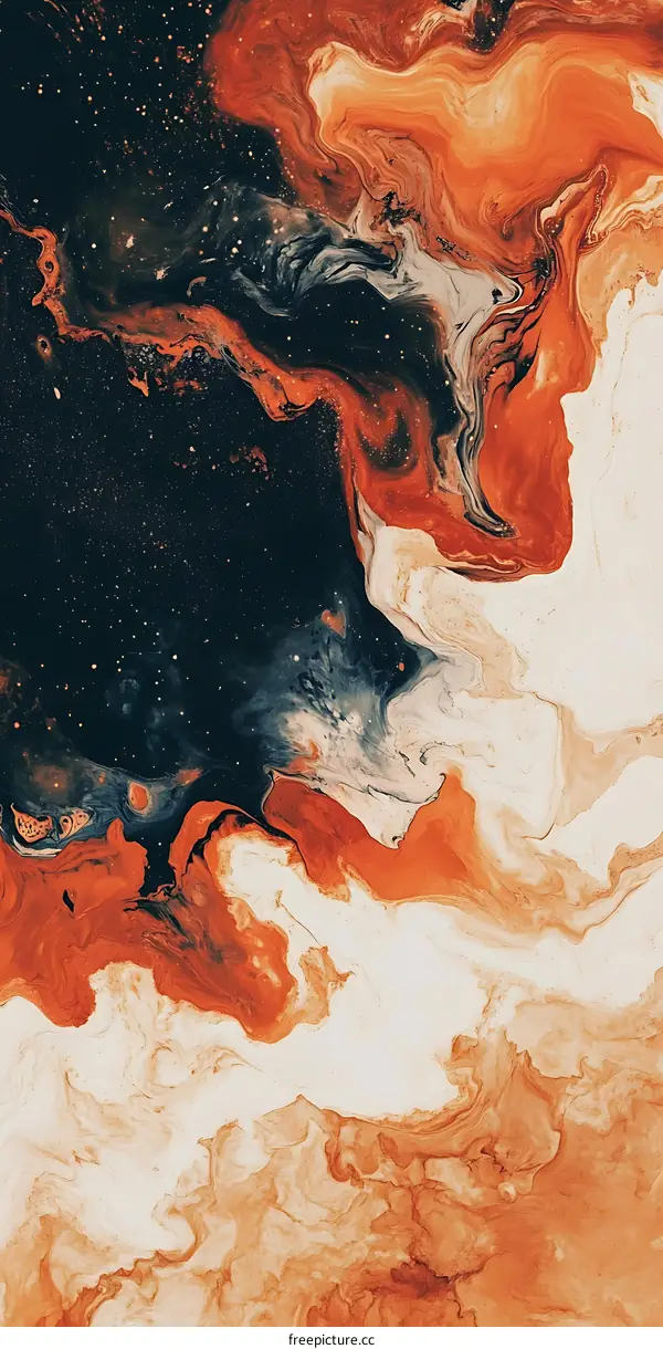 Abstract Acrylic Painting with Swirling Colors