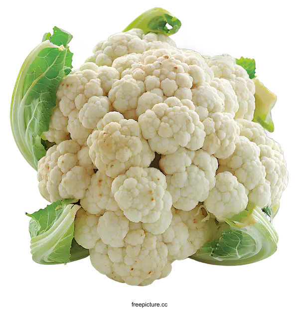 [Transparent Background PNG]White cauliflower with green leaves