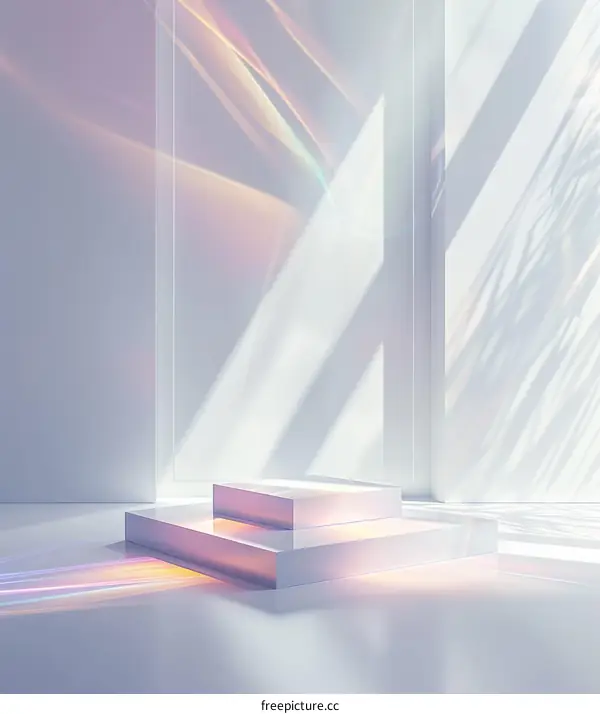 Abstract 3D White Room Design with Unique Square Podium